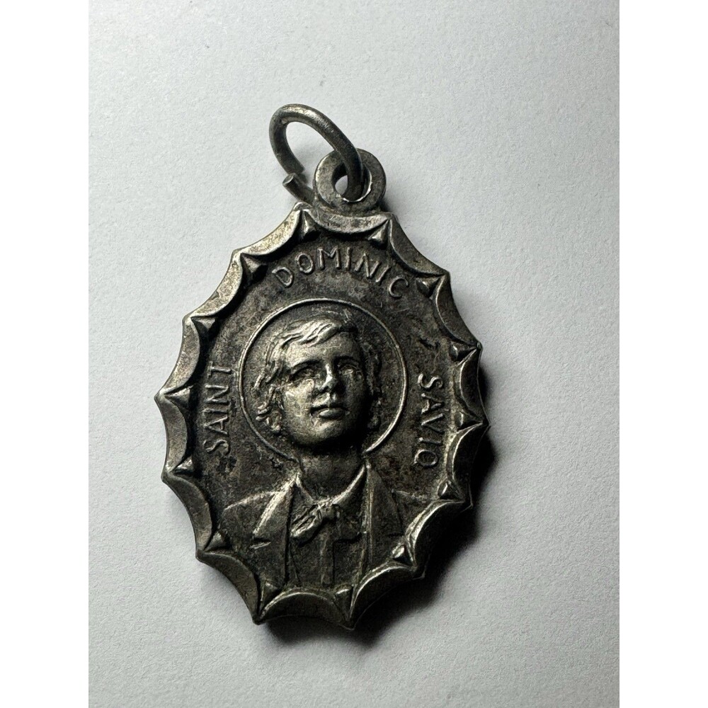 Vintage 1950s St Dominic Savio St John Bosco Catholic Medal Italy Pendant